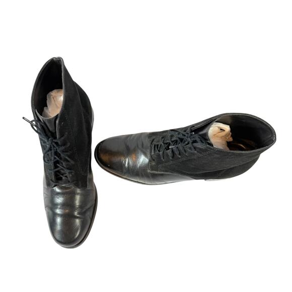 Vintage Pappagallo G-Tovino Made In Brazil Black Laced Up Leather Boots Size 6 M - Picture 6 of 8